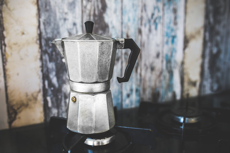 Espressokocher auf Gasherd
